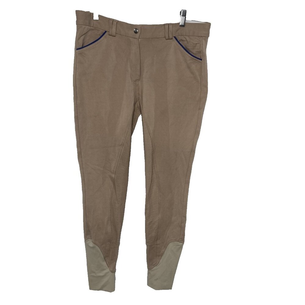 HR Farm Breeches Size 34 Tan Full Seat Silicone Grip Equestrian Riding Pants